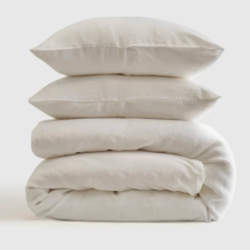 White Quince Linen Duvet Set